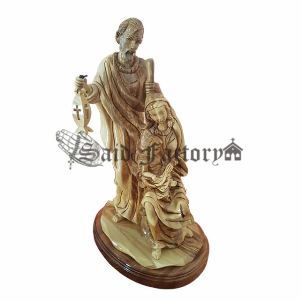 olive wood Bethlehem factory holy family artistic work carving statue
