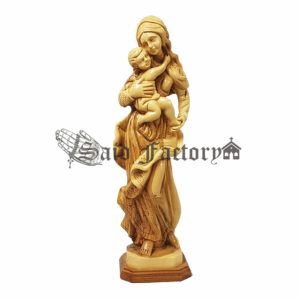 olive wood virgin Mary artistic statue carving