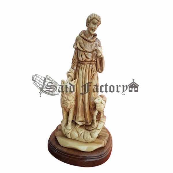 olivewood carving Saint Francis artistic statue