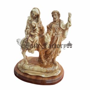 olive wood Bethlehem hand made holy family flight to Egypt artistic carving statue