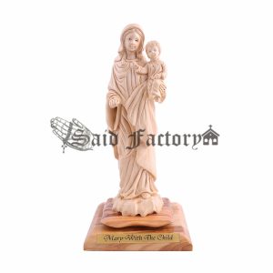 olive wood virgin Mary artistic statue
