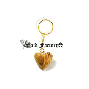 Olive wood heart keychain