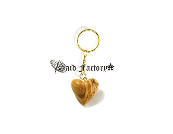 Olive wood heart keychain