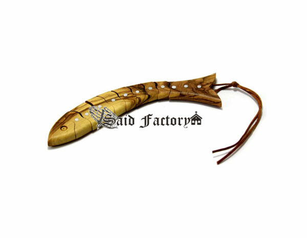 olive wood fish rosary keychain