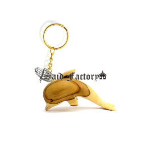 olive wood carved elephant keychain