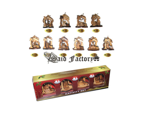 olive wood small engraving nativity ornament set of 4 piece